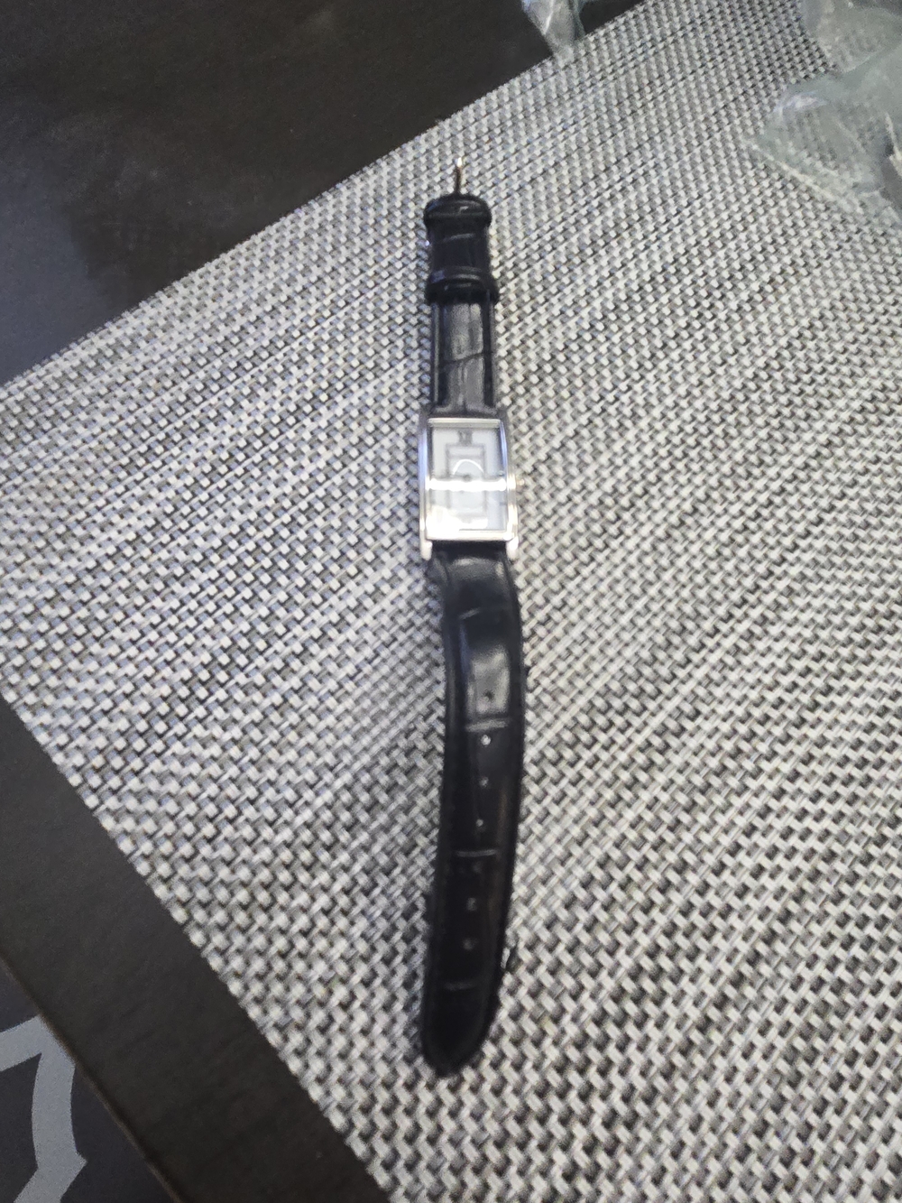 Classic Black Leather Strap Rectangular Watch. Have 2 Of Same For Sale.
